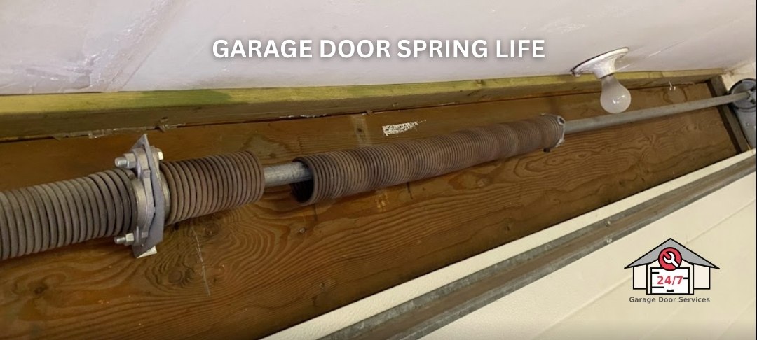 The average lifespan of a garage door spring is about 10,000 cycles. If your garage door opens and closes 2 times a day, the life of the garage door spring is about 14 years. There are a few factors that make your springs more likely to break earlier.